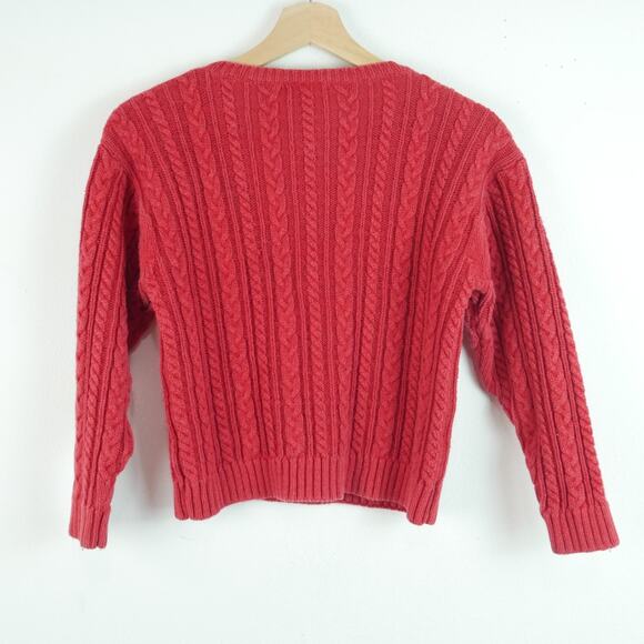 Vintage Gap Medium Sweater Red Cable Knit 90s Preppy Crop Classic Normcore - Picture 7 of 7